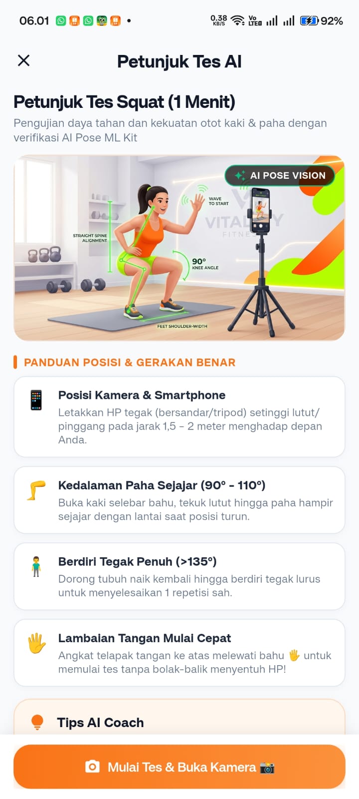 FitMeHub Tampilan Pelacakan & Asesmen